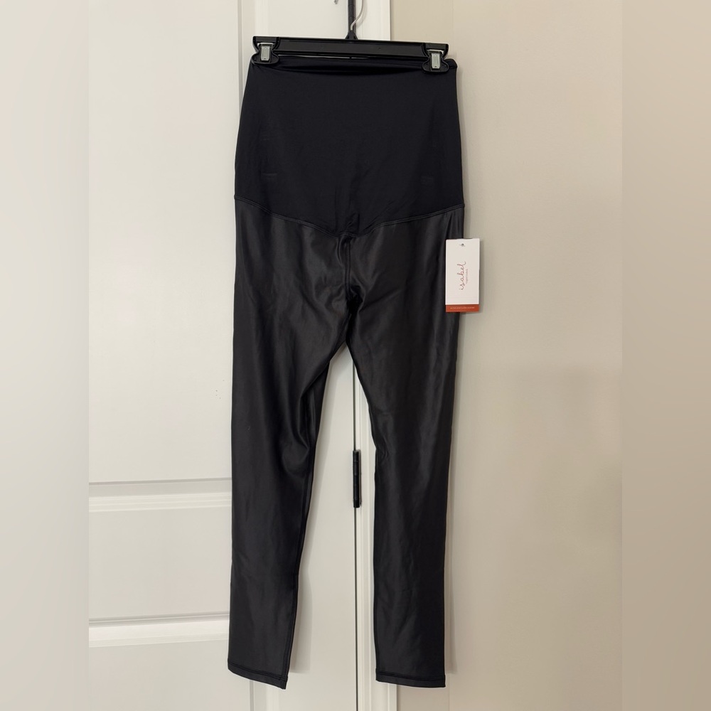 Ingrid + Isabel Black Faux Leather Maternity Leggings - 1 left NWOT